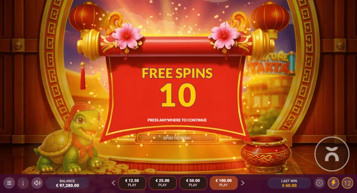 Fortune Tarta - Free Spinsのトリガー