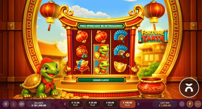 Fortune Tarta - リールとカメが映されたゲーム画面